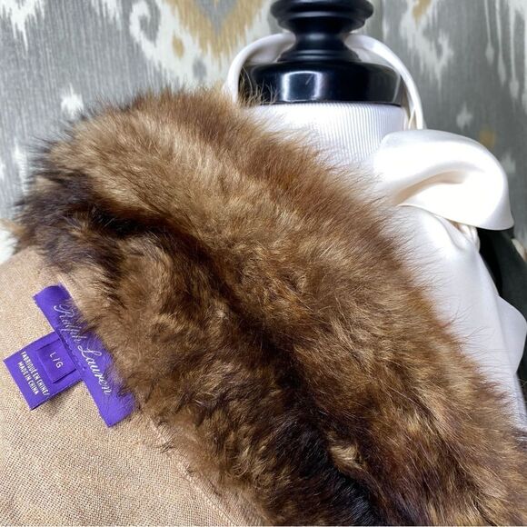 Ralph Lauren Collection * Pre-Fall '19 Toffee Lamb Shearling Chevron Knit Coat - Picture 7 of 16